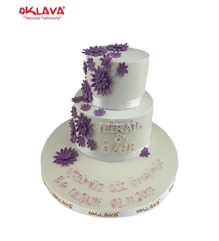 mor çiçekli düğün pastası, söz nişan pastası, düğün pastası