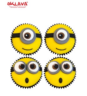 minion cupcakeler, kurabiyeler, çocuklar için cupcake modeli