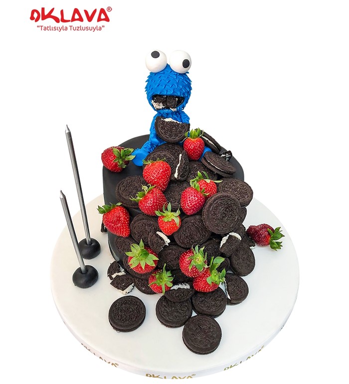 oreo butik pasta, kurabiye canavarı doğum günü pastası