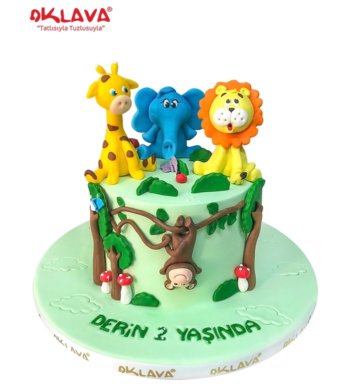 sevimli hayvanlar, aslanlı pasta, hayvanlar alemi pastası