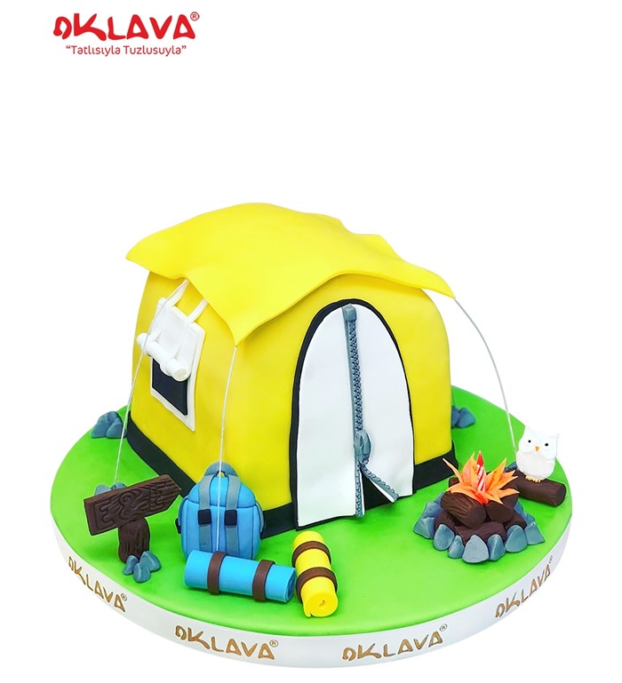 çadır pastası, çadır doğum günü pastası, kamp pastası