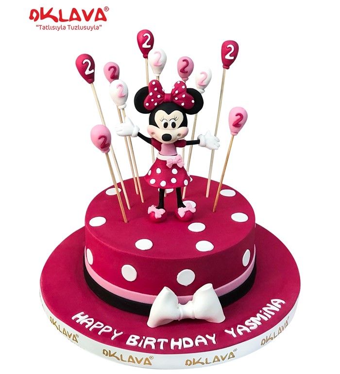 2 yaş pastası, minnie mouse pastası, kız çocuk pastası