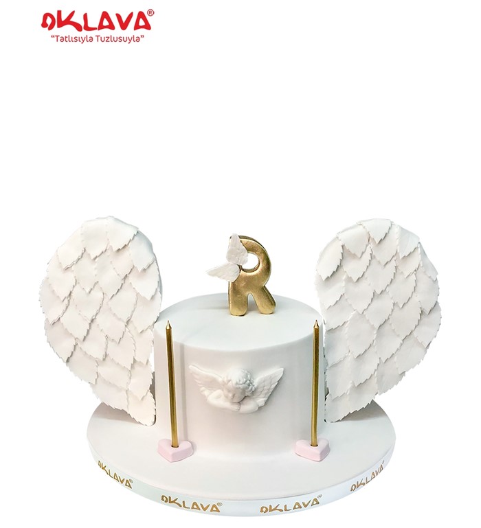 harfli melek pastası, kanatlı pasta, özel tasarım pasta