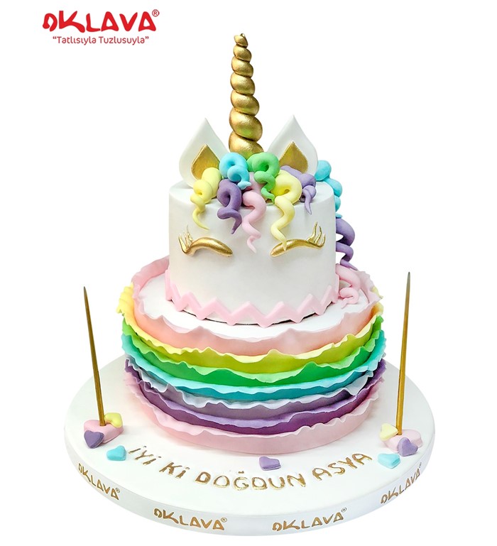 unicorn, renkli pasta, kız çocuk pastası, unicornlu pasta