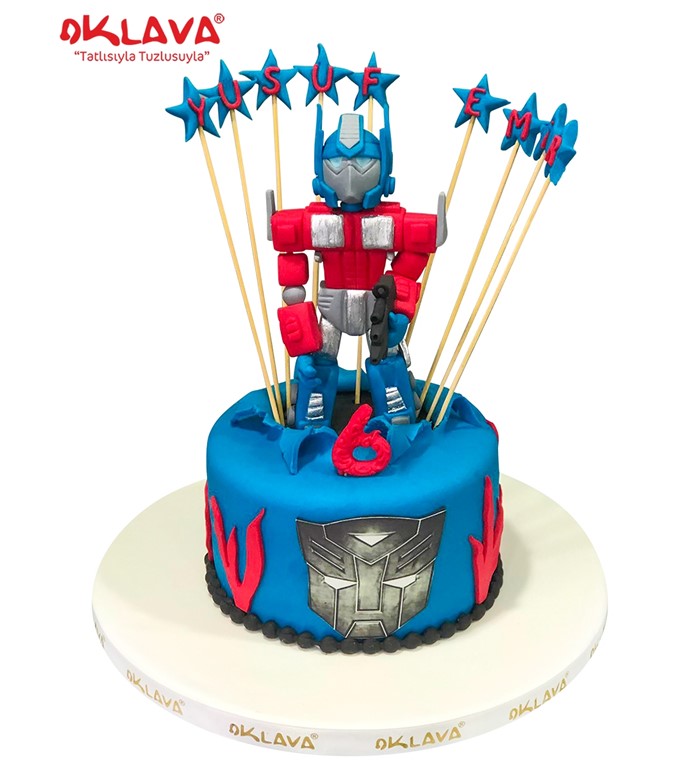 transformers, film pastası, robotlu figürlü pasta