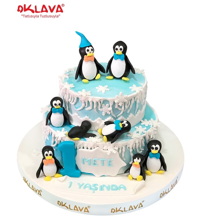 penguen doğum günü pastası, penguen pasta modelleri