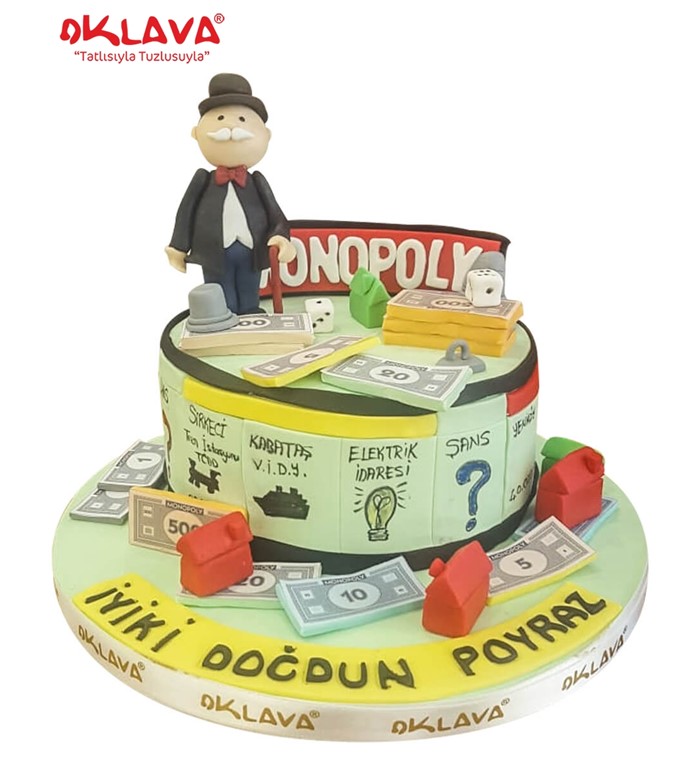monopoly pastası, oyunlu pastalar, kişiye özel pastalar
