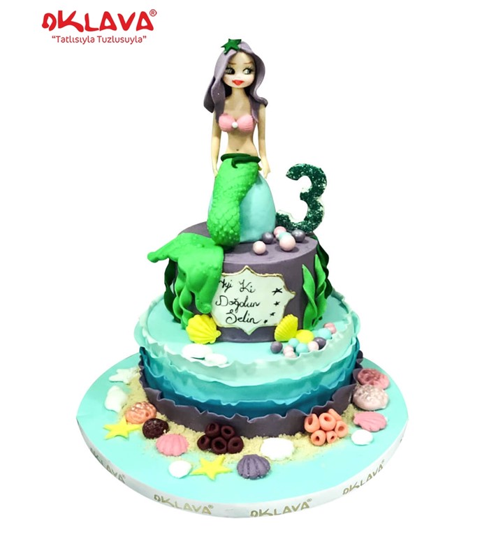 su prensesi pastası, deniz kızı pastası, kız çocuk pastası