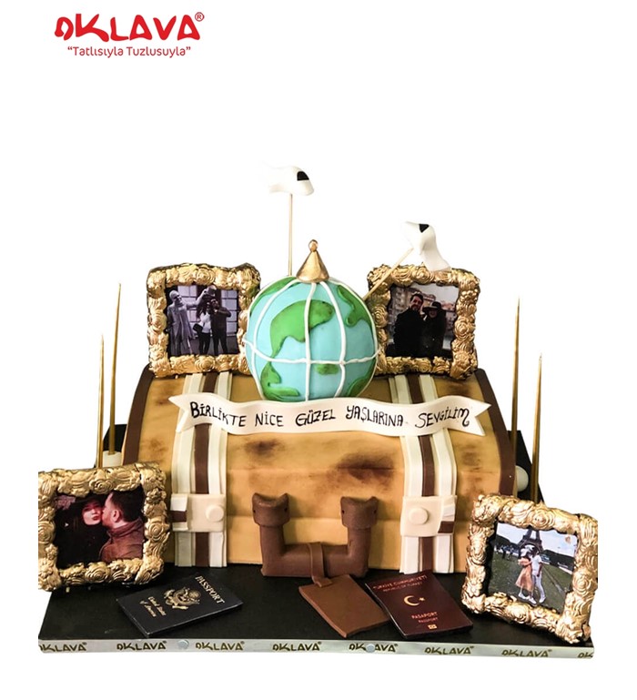 bavullu pasta, dünya turu pastası, özel pasta modelleri