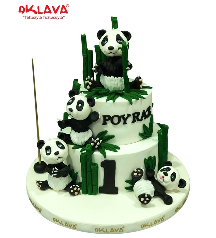 panda temalı pasta, panda figürlü pasta modelleri
