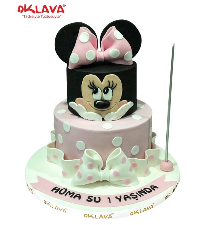 minnie mouse pastası, çizgi film pastası, özel tasarım pasta