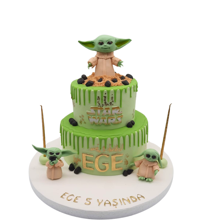 Star Wars pasta, Yoda temalı, butik pasta,Doğum Günü Pastası