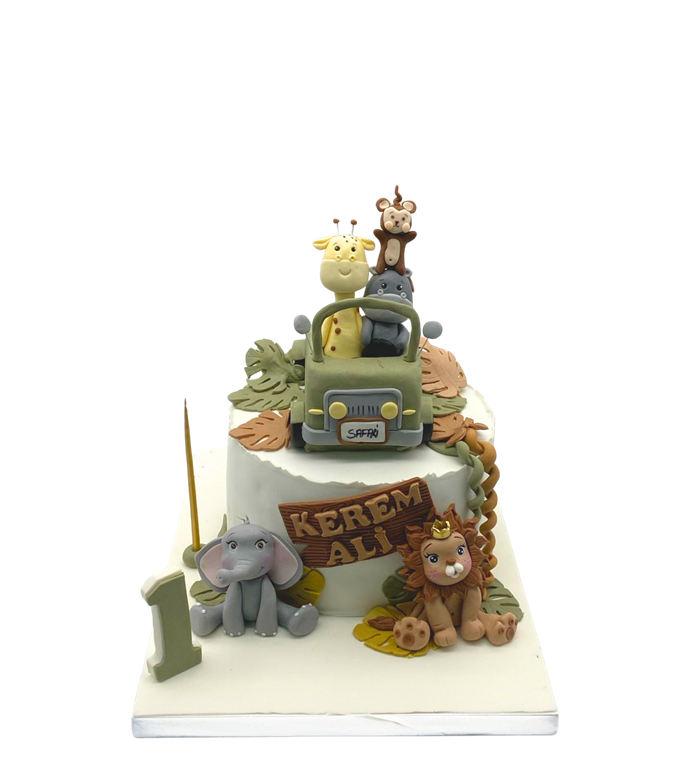Safari Doğum Günü Pastası, Çocuk Pastası, Hayvan Pastası