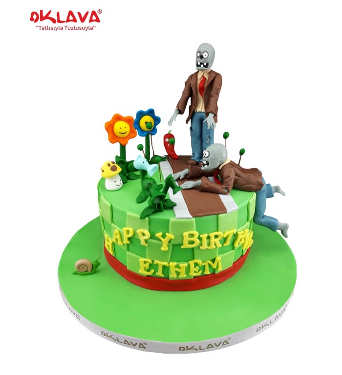 zombi temalı pasta modelleri, çocuk pastası, eğlenceli pasta
