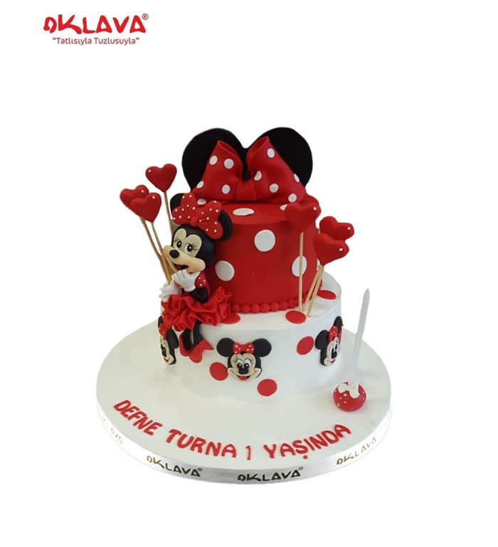 minnie mouse pastası, çizgi film pastası, özel tasarım pasta