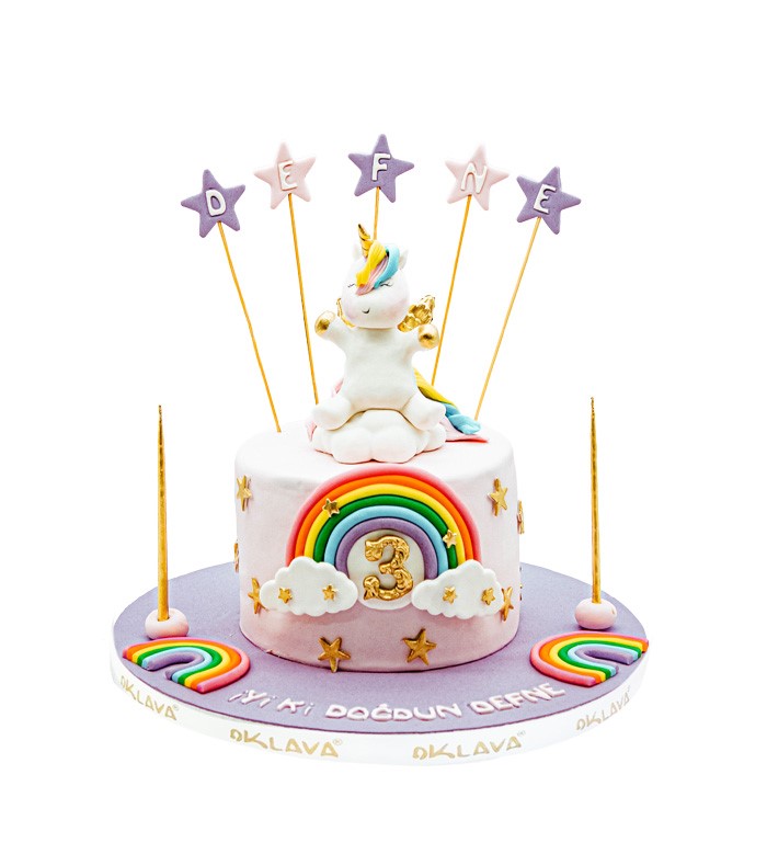 pembe unicorn doğum günü pastası, butik pasta, unicorn