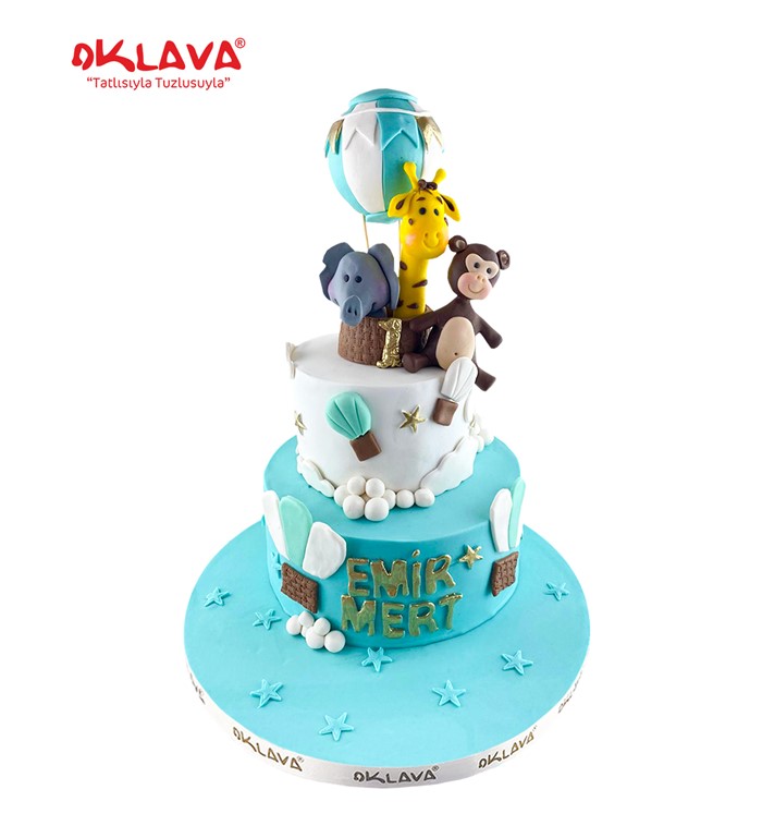 balonlu pasta, sevimli hayvanlar, bulutlu pasta, özel pasta