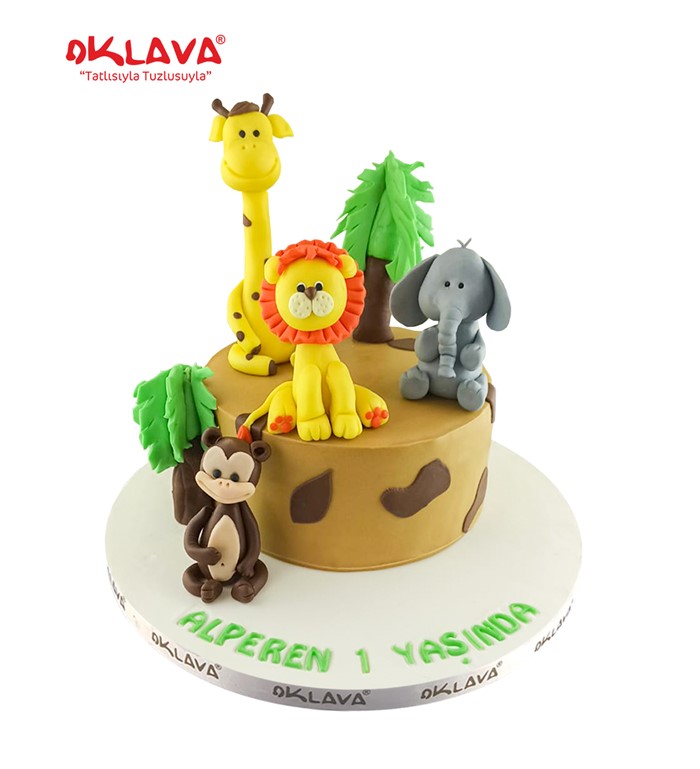 hayvanlar alemi, safari pastası, aslanlı pasta, çocuk pasta