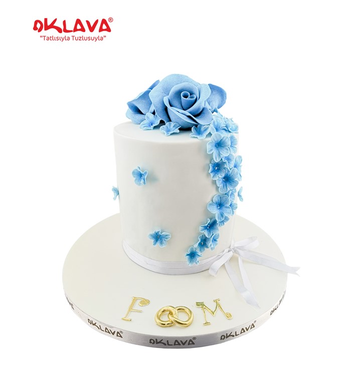 mavi güller, güllü pasta, düğün pasta modelleri