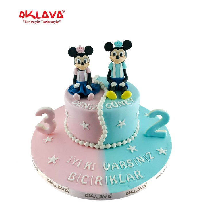 Minnie ve Mickey pastası, mickey mouse, doğum günü pastası