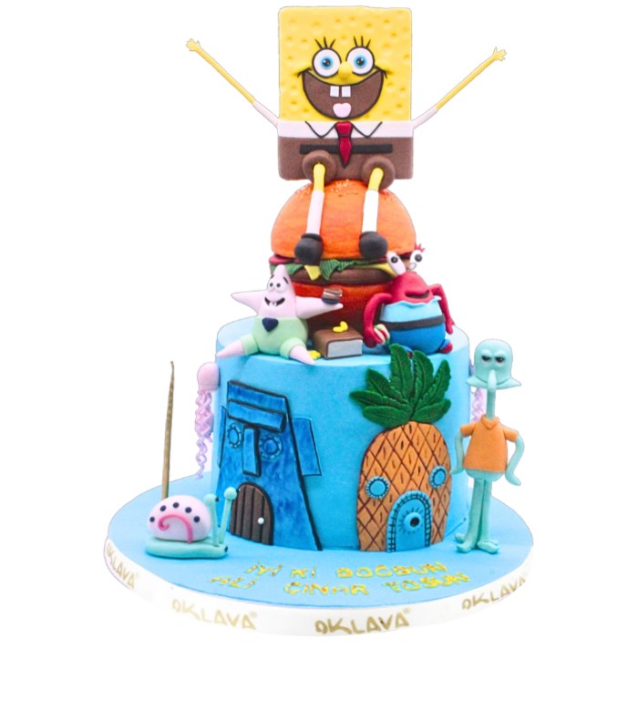 süngerbob doğum günü pastası, butik pasta, özel pasta