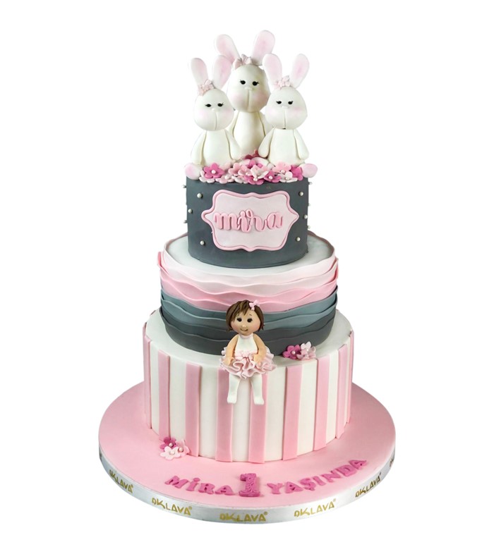 tavşanlı pasta, tavşan pasta,kız çocuk pastası, tavşan 